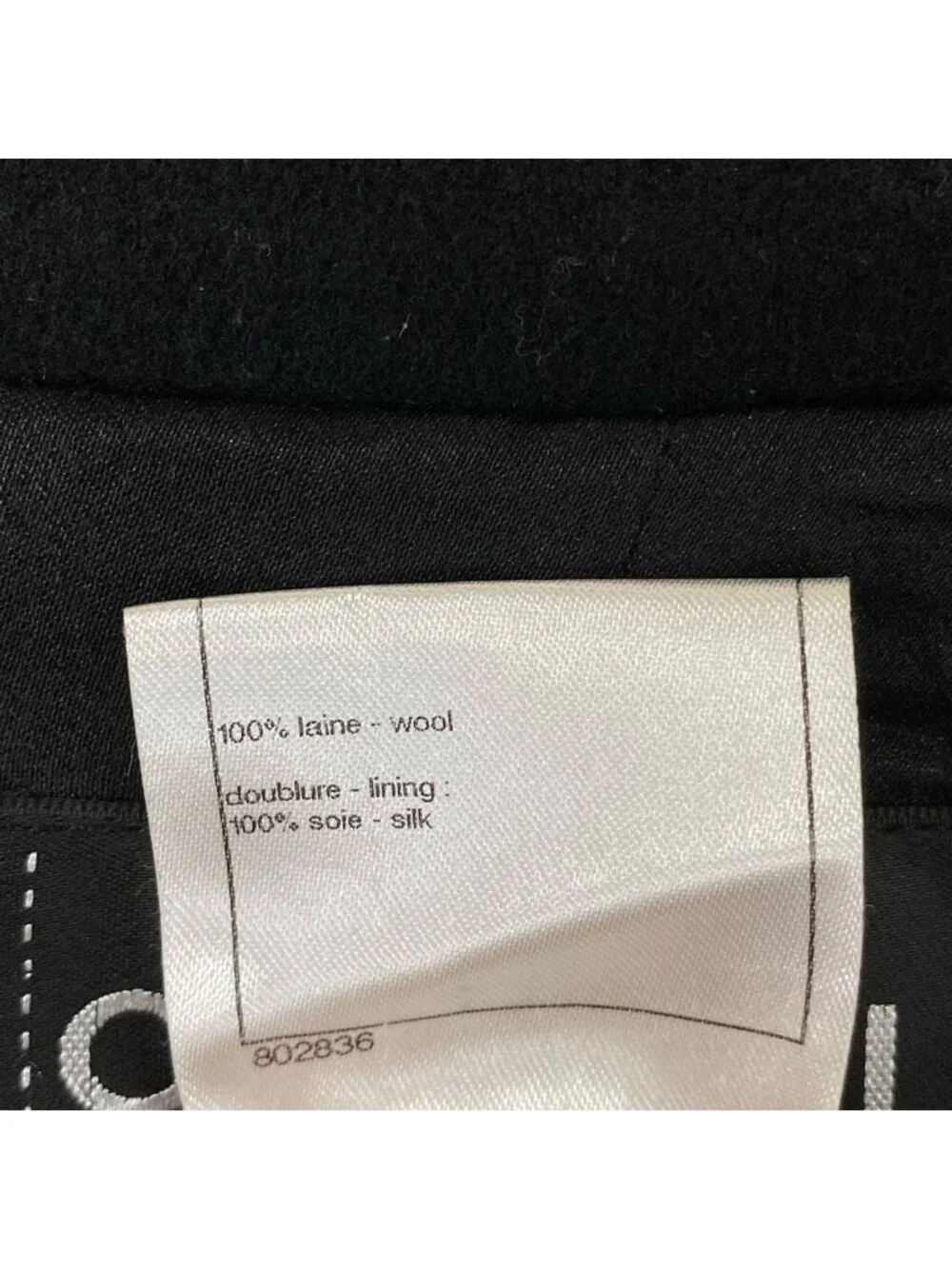 Chanel Coat 42 L Black Long Sleeve Wool